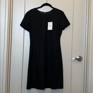 Theory black wool cap sleeve dress size 6 NWT